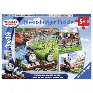 New sealed Ravensburger-3x49 Piece Puzzle - Thomas the Train Watches Soccer